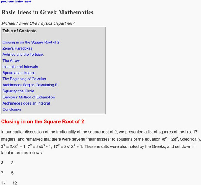 Basic Ideas in Greek Mathematics Handout Basic Ideas in Greek Mathematics Handout
