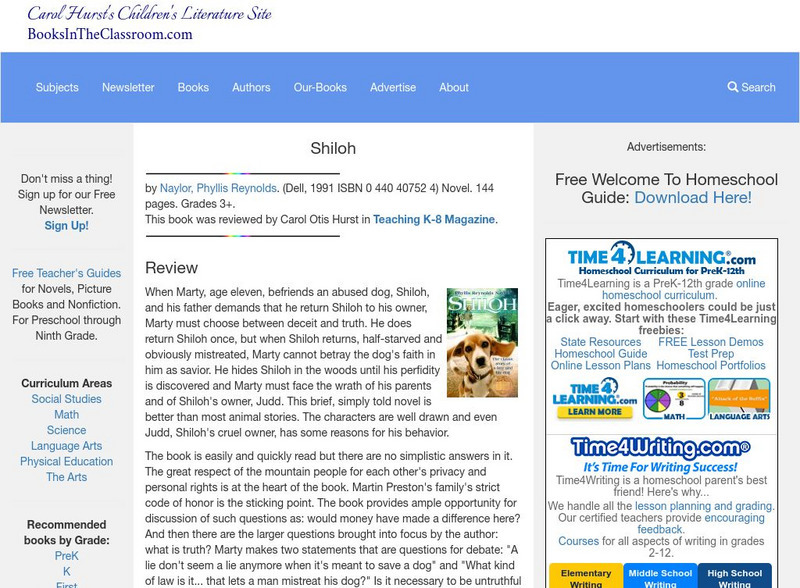 Carol Hurst's Children's Literature Site: A Book Review of Shiloh Website Carol Hurst's Children's Literature Site: A Book Review of Shiloh Website