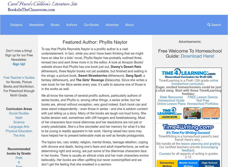 Carol Hurst's Children's Literature Site: Phyllis Reynolds Naylor Website Carol Hurst's Children's Literature Site: Phyllis Reynolds Naylor Website