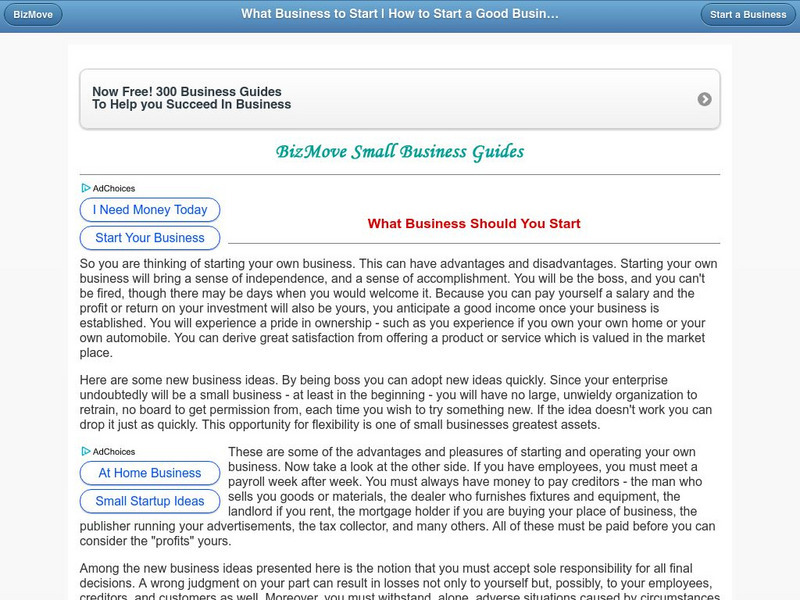 Biz Move: What Business Should You Start Article Biz Move: What Business Should You Start Article