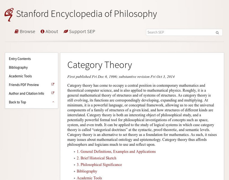 Stanford Encyclopedia of Philosophy: Category Theory Handout Stanford Encyclopedia of Philosophy: Category Theory Handout