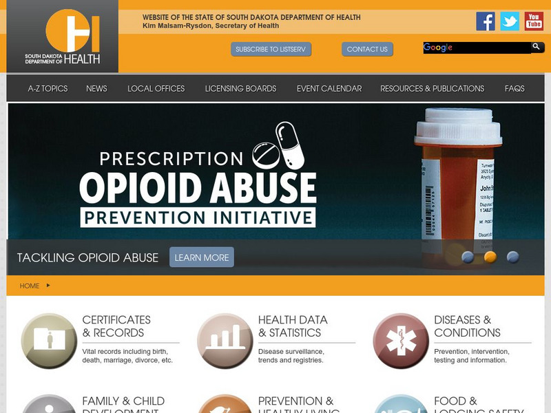 South Dakota Department of Health Website