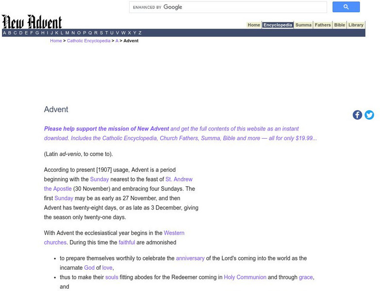 Catholic Encyclopedia: Advent Handout Catholic Encyclopedia: Advent Handout