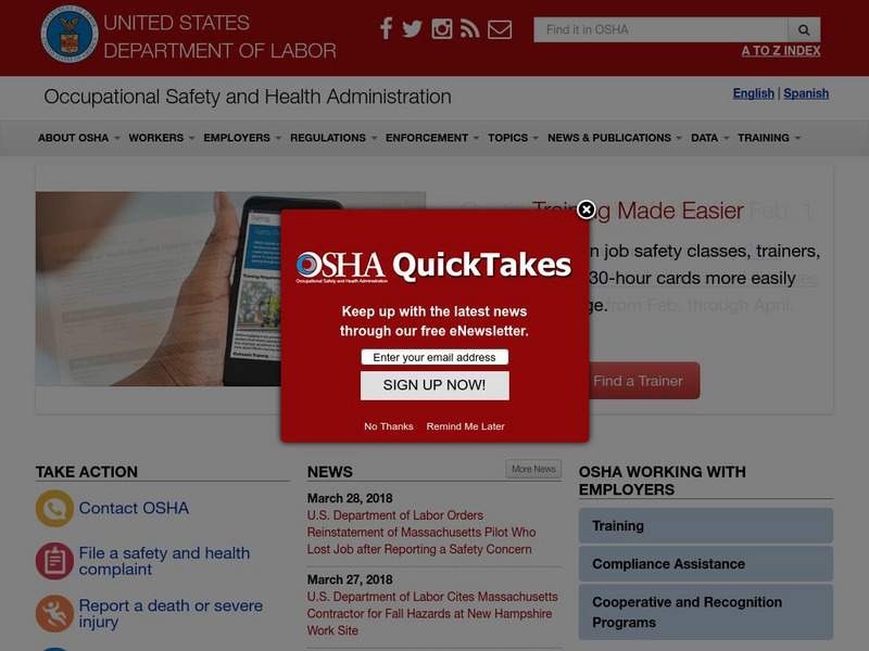 United States Department of Labor: Occupational Safety and Health Administration Website United States Department of Labor: Occupational Safety and Health Administration Website