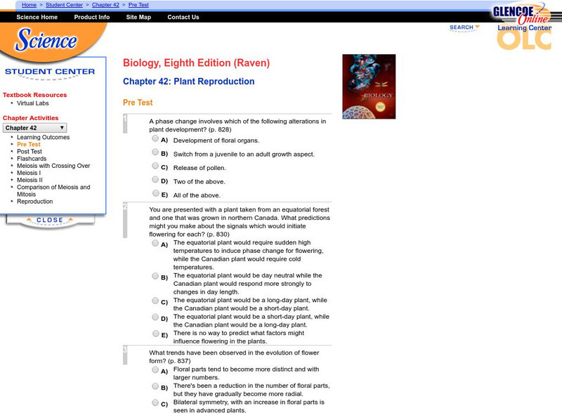 Glencoe: Biology: Plant Reproduction Pretest Unknown Type Glencoe: Biology: Plant Reproduction Pretest Unknown Type