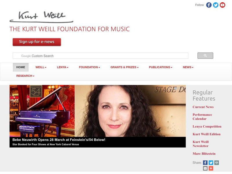 Kurt Weill Foundation for Music Website Kurt Weill Foundation for Music Website