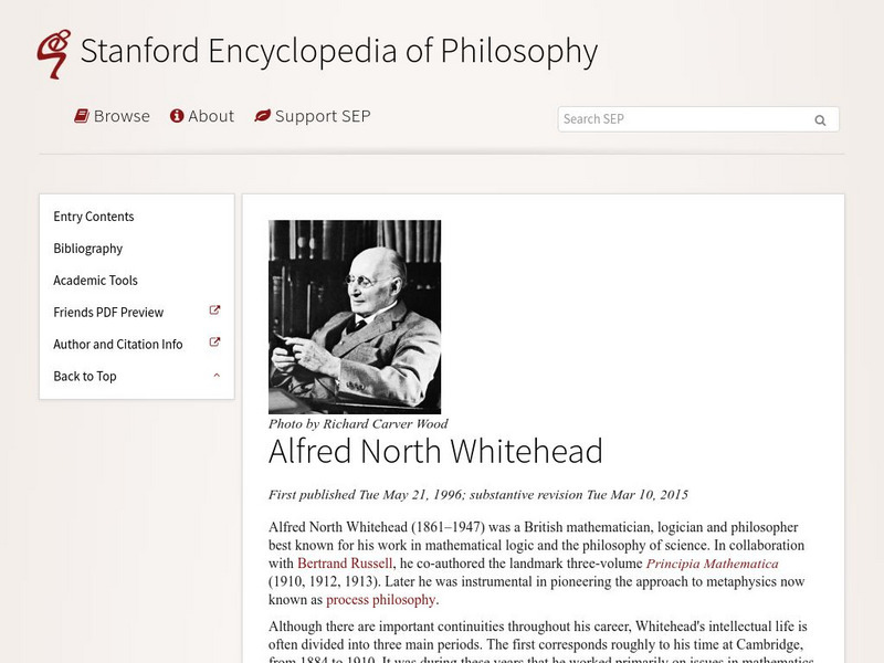 Stanford Encycl. Of Philosophy: Alfred North Whitehead Website Stanford Encycl. Of Philosophy: Alfred North Whitehead Website