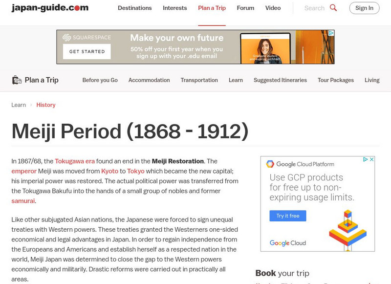 Japan Guide: Meiji Overview Website
