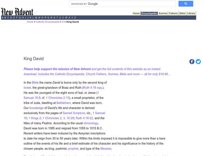 Catholic Encyclopedia: King David Handout