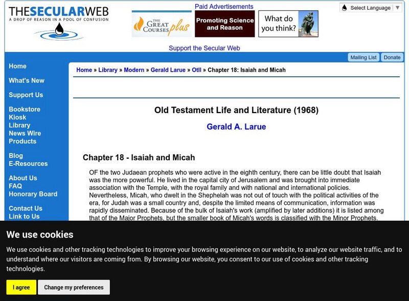 The Secular Web: Isaiah and Micah Website