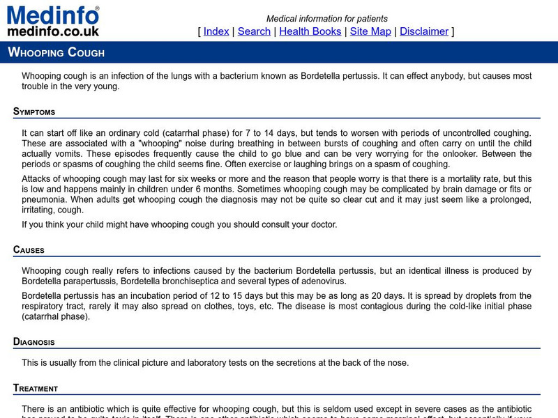Medinfo: Whooping Cough Handout Medinfo: Whooping Cough Handout