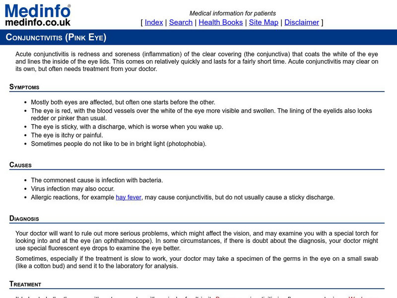 Medinfo: Conjunctivitis Handout Medinfo: Conjunctivitis Handout