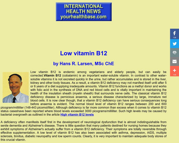 International Health News Database: Vitamin B12 Handout International Health News Database: Vitamin B12 Handout