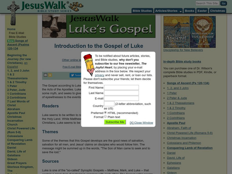 Introduction to the Gospel of Luke Article Introduction to the Gospel of Luke Article