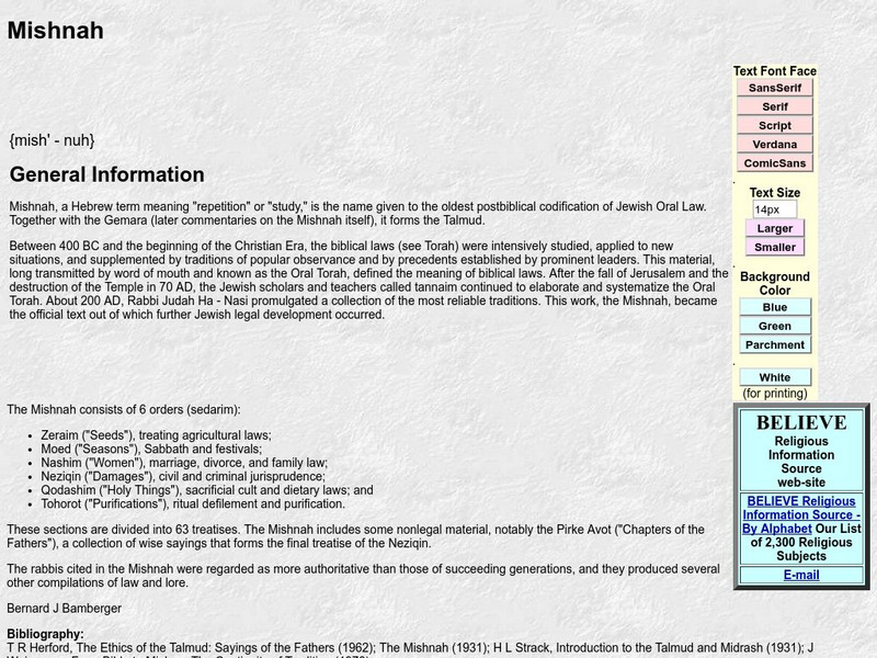 Believe: Mishnah Website Believe: Mishnah Website