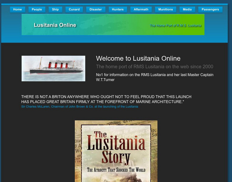 Lusitania Online: Homepage Website Lusitania Online: Homepage Website