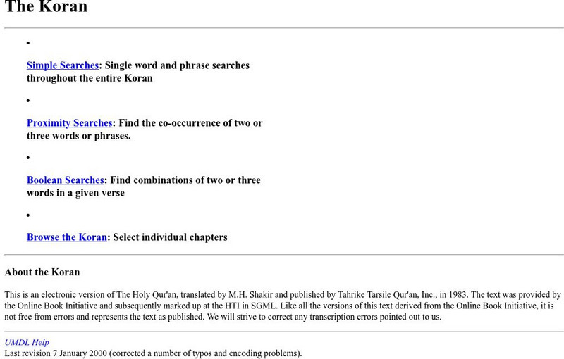 University of Michigan: Digital Library Production Service: The Koran Website University of Michigan: Digital Library Production Service: The Koran Website