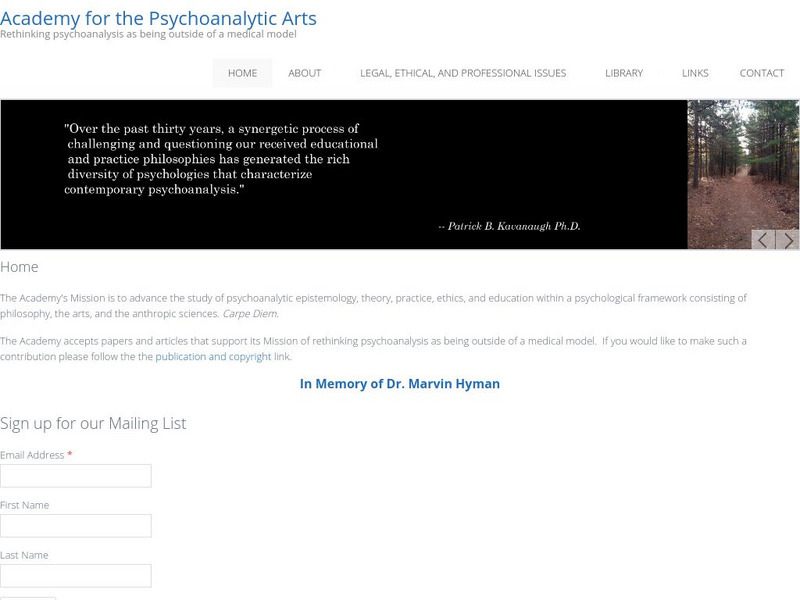 Academy for the Psychoanalytic Arts Website Academy for the Psychoanalytic Arts Website