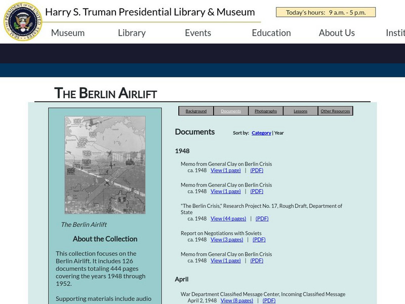 Harry S. Truman Library & Museum: The Berlin Airlift Website Harry S. Truman Library & Museum: The Berlin Airlift Website