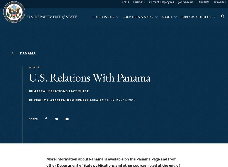 U.s. Dept. Of State: Us Relations With Panama Handout