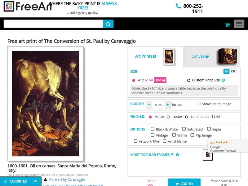 Olga's Gallery: Caravaggio. The Conversion of St. Paul Graphic