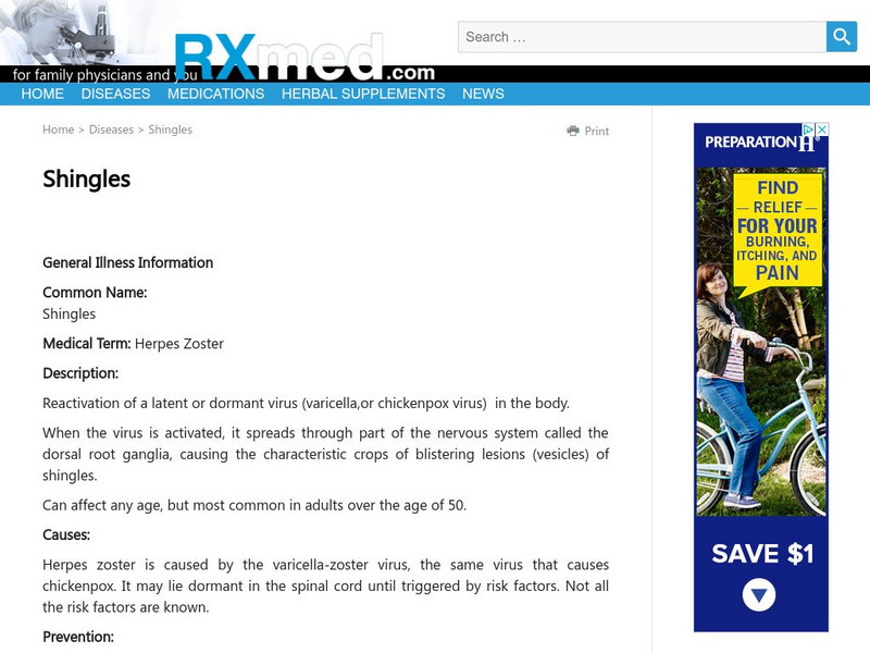 Rx Med: Herpes Zoster Handout Rx Med: Herpes Zoster Handout