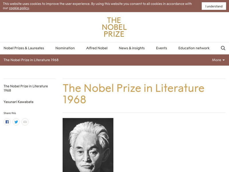The Nobel Prize: The Nobel Prize in Literature 1968 Website The Nobel Prize: The Nobel Prize in Literature 1968 Website