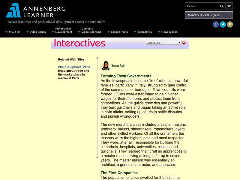 Annenberg Learner: The Middle Ages: Forming Town Governments Unit Plan Annenberg Learner: The Middle Ages: Forming Town Governments Unit Plan