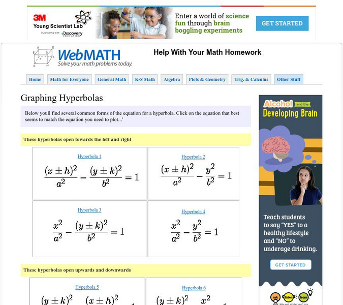 Discovery Education: Web Math: Graphing Hyperbolas Activity Discovery Education: Web Math: Graphing Hyperbolas Activity
