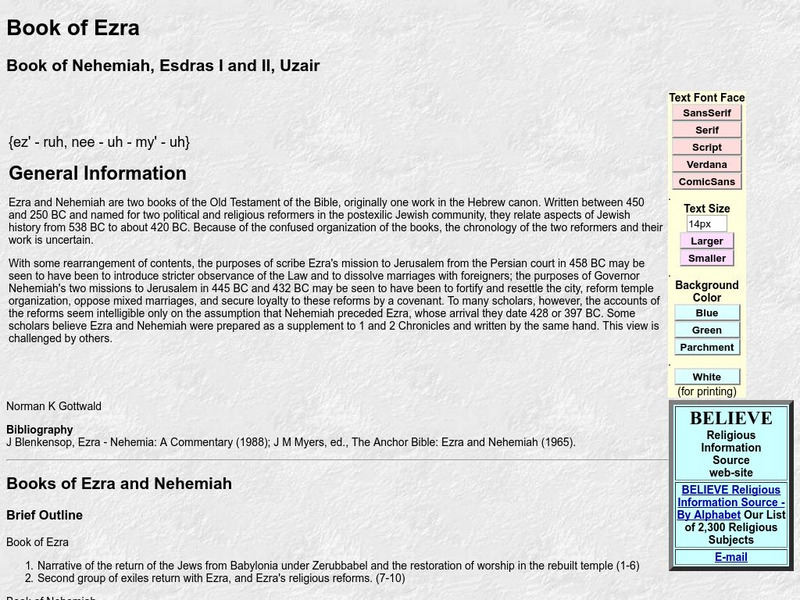 Believe: Books of Ezra and Nehemiah, Esdras I and Ii Website Believe: Books of Ezra and Nehemiah, Esdras I and Ii Website