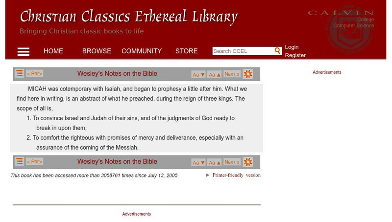 Christian Classics: Book of Micah Handout Christian Classics: Book of Micah Handout
