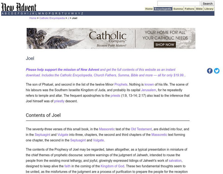 Catholic Encyclopedia: Joel Handout Catholic Encyclopedia: Joel Handout