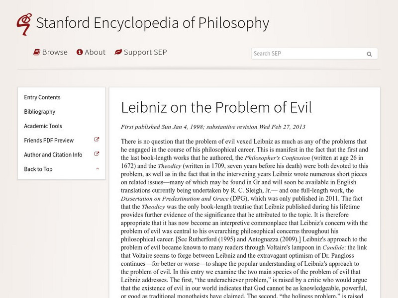 Leibniz on the Problem of Evil/sep Handout Leibniz on the Problem of Evil/sep Handout