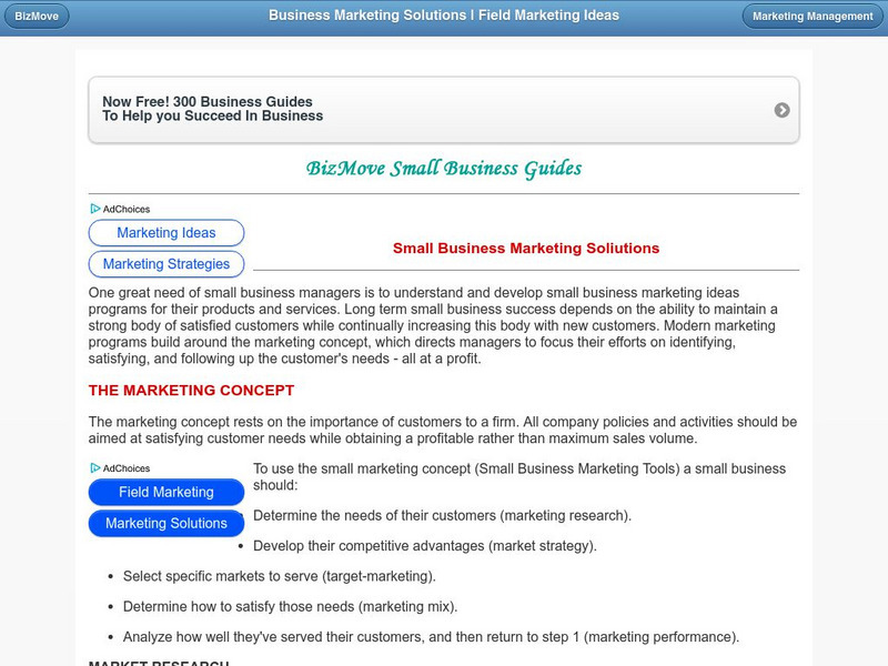 Biz Move: Small Business Marketing Solutions Handout Biz Move: Small Business Marketing Solutions Handout