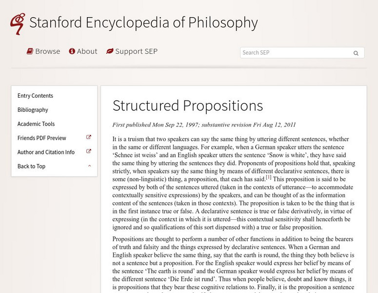 Stanford University: Structured Propositions Handout Stanford University: Structured Propositions Handout