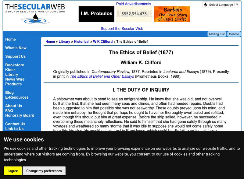 The Ethics of Belief Website The Ethics of Belief Website