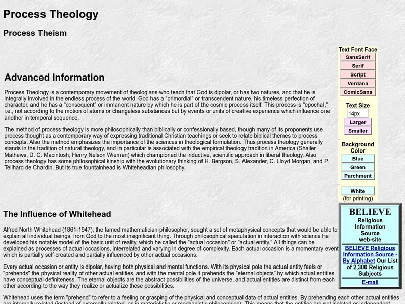 Believe: Process Theology Handout