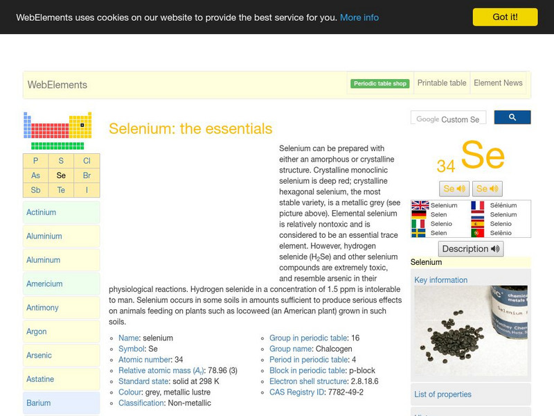 Web Elements Periodic Table: Selenium Handout Web Elements Periodic Table: Selenium Handout