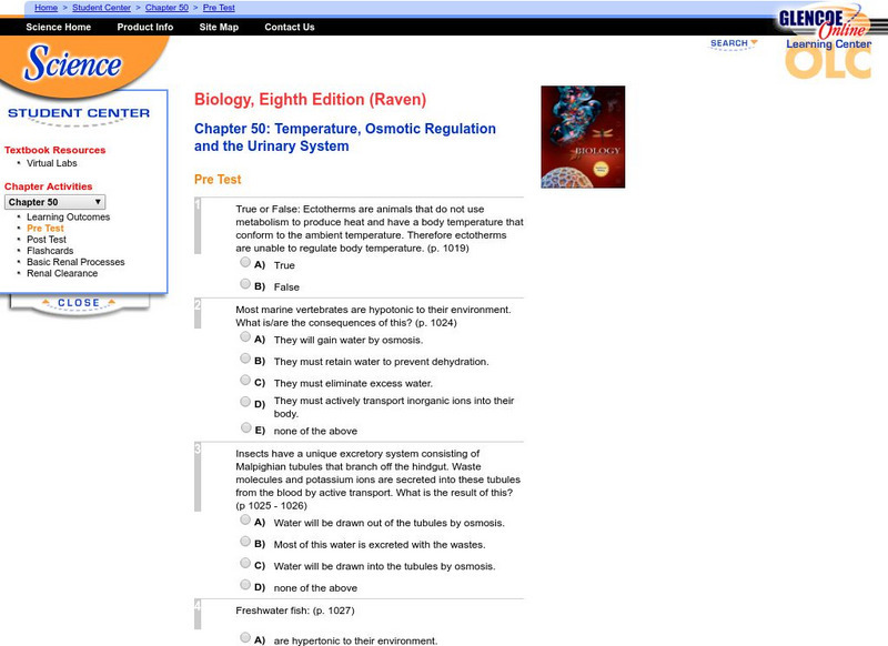 Mc graw hill temperature osmotic regulation and the urinary system