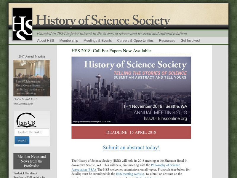 History of Science Society Website History of Science Society Website
