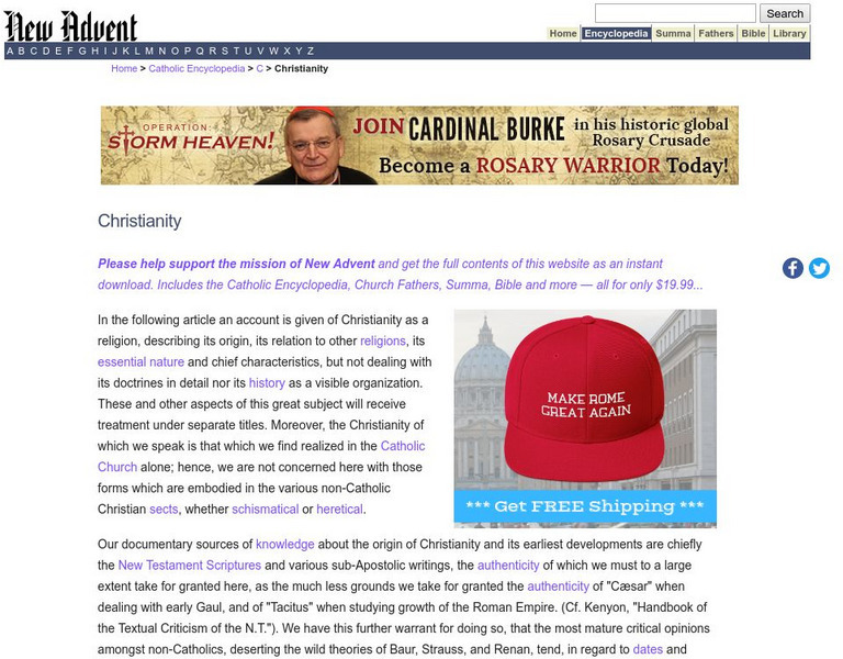 Catholic Encyclopedia: Christianity Handout