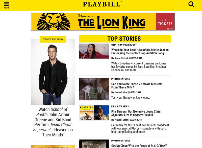 Playbill: Home Page Website Playbill: Home Page Website