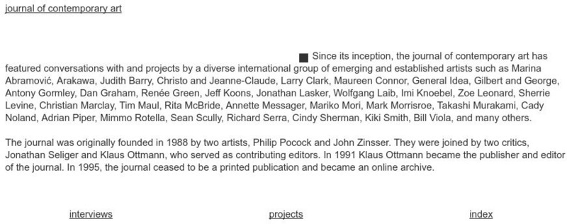 Journal of Contemporary Art Website Journal of Contemporary Art Website