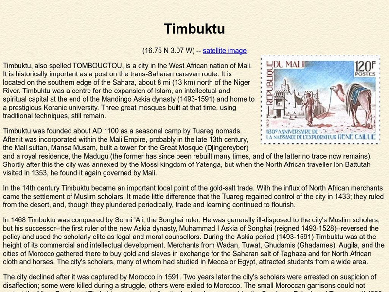 The Salmons: Timbuktu Handout