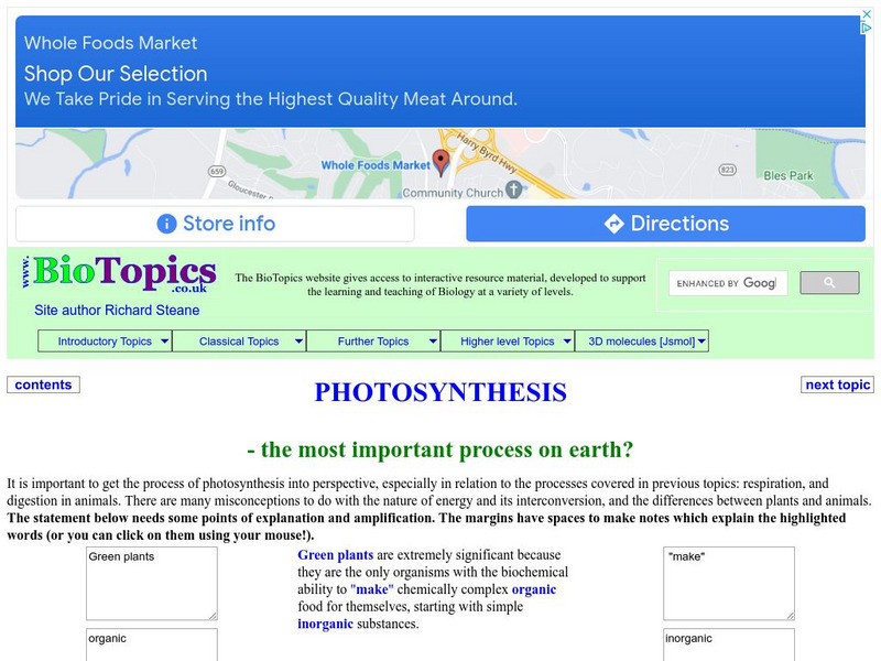 Bio Topics: Photosynthesis Unknown Type Bio Topics: Photosynthesis Unknown Type