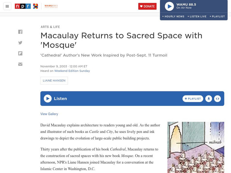 Npr: Macaulay Returns to Sacred Space With 'Mosque' Audio Npr: Macaulay Returns to Sacred Space With 'Mosque' Audio