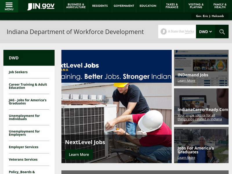 Indiana Department of Workforce Development Website Indiana Department of Workforce Development Website