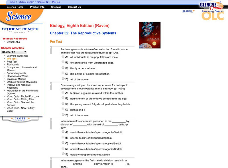 Mc Graw Hill: The Reproductive Systems Pre Test Unknown Type Mc Graw Hill: The Reproductive Systems Pre Test Unknown Type