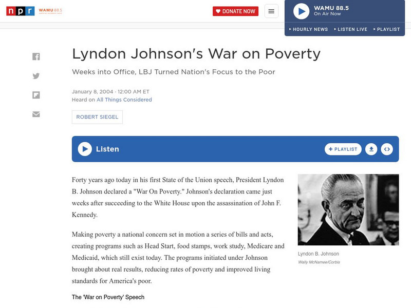 Npr: Lyndon Johnson's War on Poverty Audio Npr: Lyndon Johnson's War on Poverty Audio