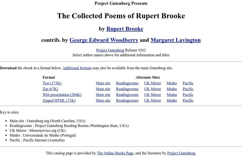 The Project Gutenberg: Collected Poems of Rupert Brooke eBook The Project Gutenberg: Collected Poems of Rupert Brooke eBook